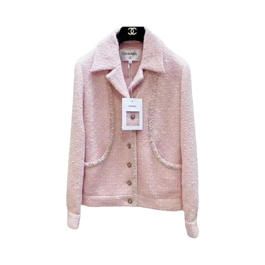 Chanel Tweed Jacket in Pink size 38